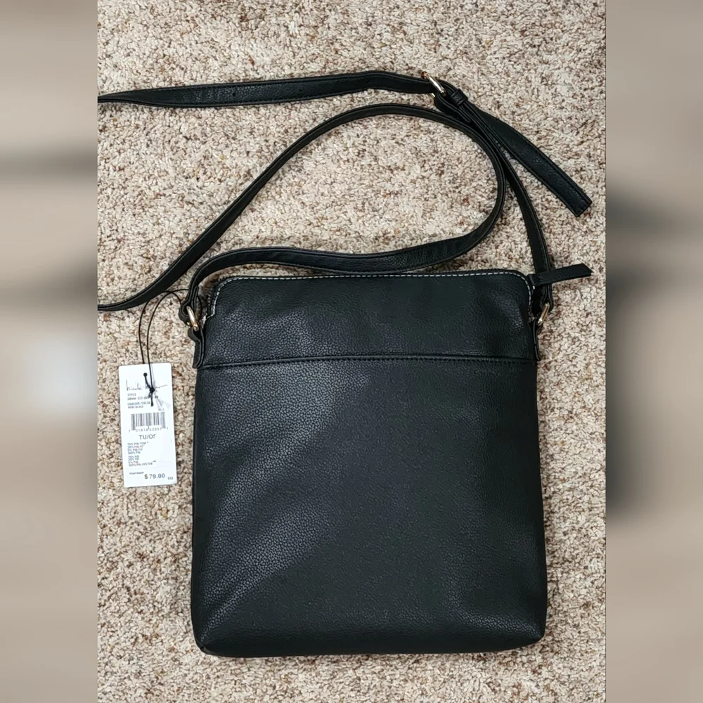 Nicole Miller Black, Tan & Orange Crossbody Bag New - Picture 5 of 5
